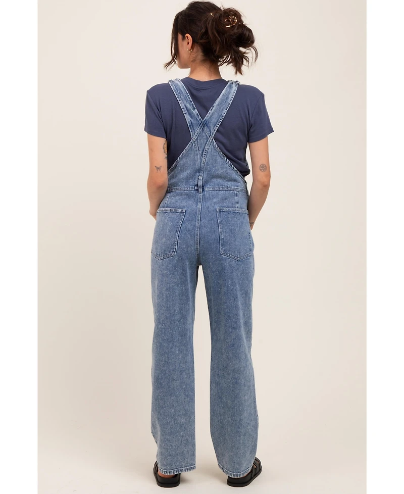 Pinkblush Light Blue Wash Rolled Cuff Maternity Denim Overalls