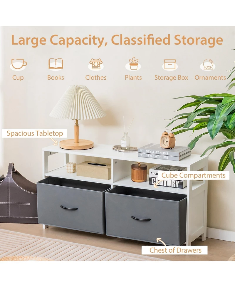 Volenca Fabric Chest of Drawers with 2 Drawers and 2 Open Shelves