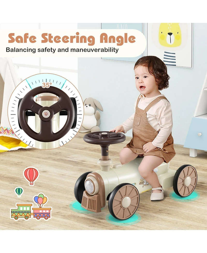 Ride on Toy with Steering Wheel and Train Whistle Sound Button