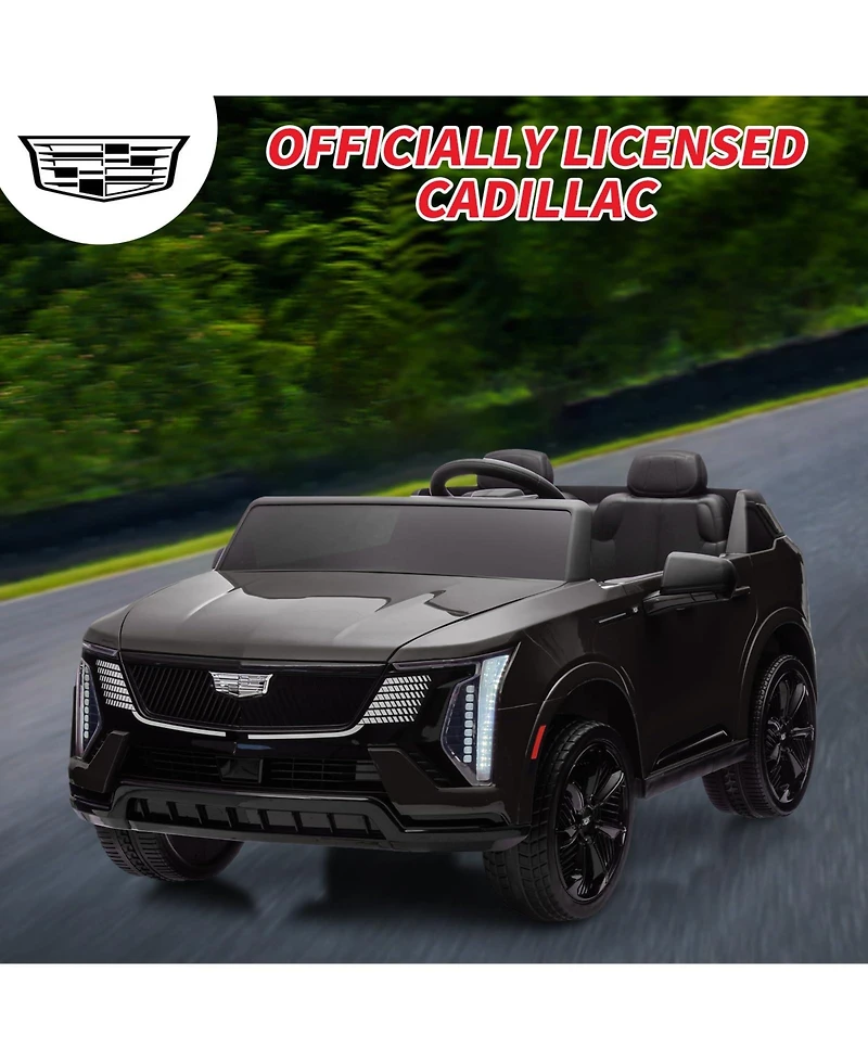2 Seater Ride on Truck, 24V Licensed Cadillac Kids Car Electric Vehicles w/Remote Control, 3 Speeds, Led Lights