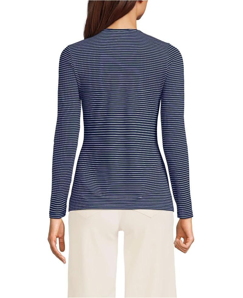 Lands' End Women's Lightweight Jersey Skimming Long Sleeve Crew Neck T-shirt
