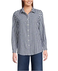 Lands' End Women's Petite Flannel Boyfriend Fit Long Sleeve Shirt
