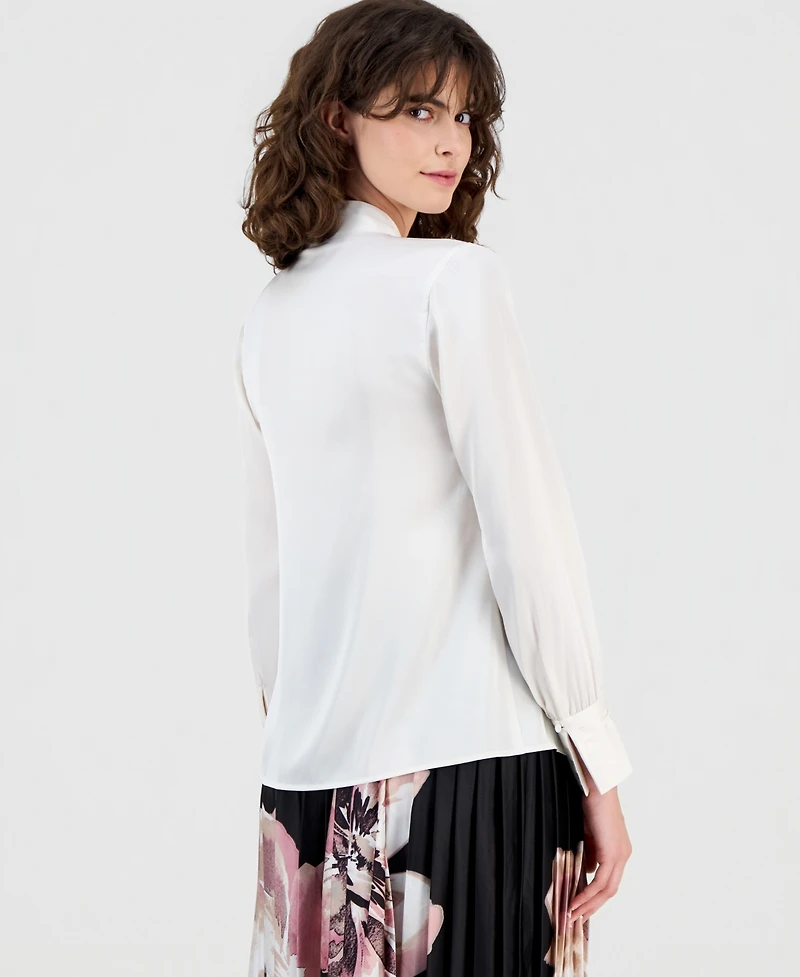 Anne Klein Women's V-Neck Button-Front Blouse