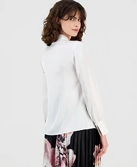 Anne Klein Women's V-Neck Button-Front Blouse