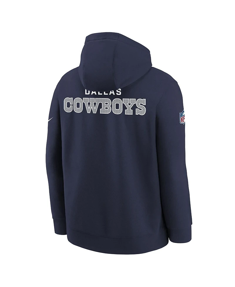 Nike Big Boys and Girls Navy Dallas Cowboys Sideline Club Fleece Hoodie