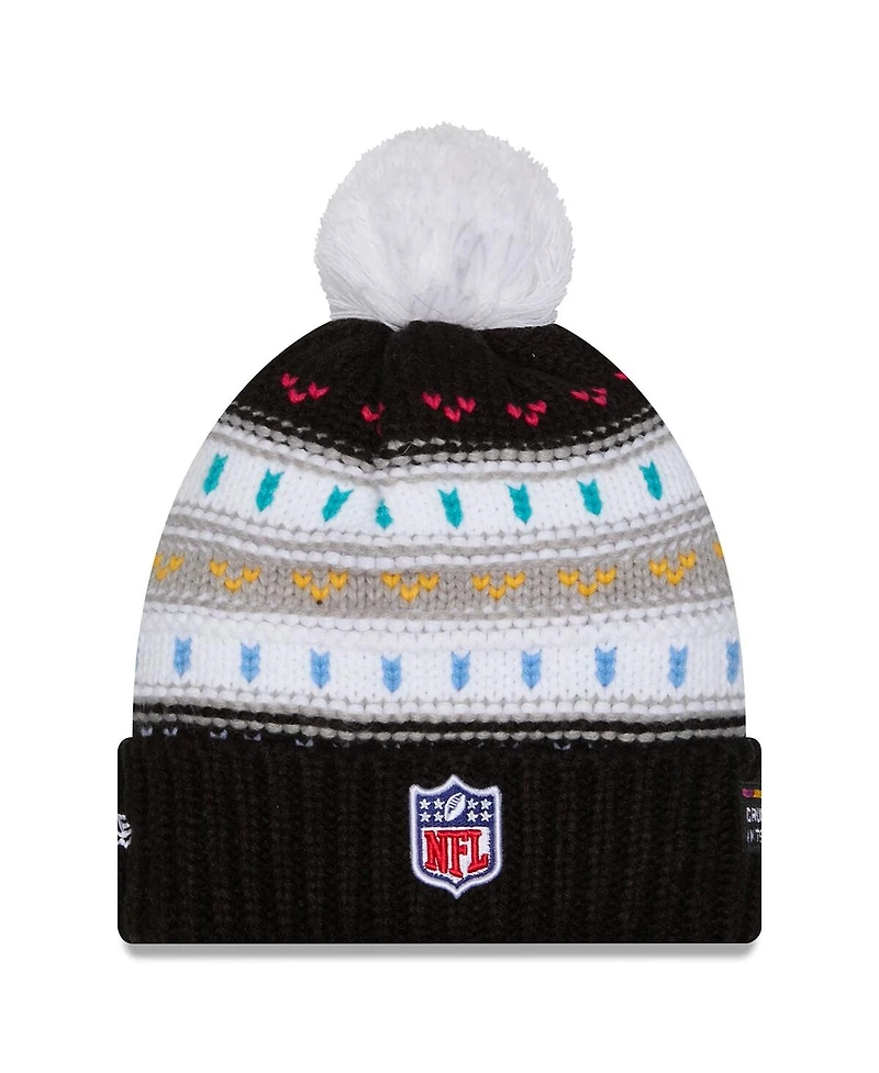 New Era Women's Black Pittsburgh Steelers 2025 Nfl Crucial Catch Cuffed Knit with Pom Hat