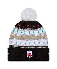 New Era Women's Black Pittsburgh Steelers 2025 Nfl Crucial Catch Cuffed Knit with Pom Hat