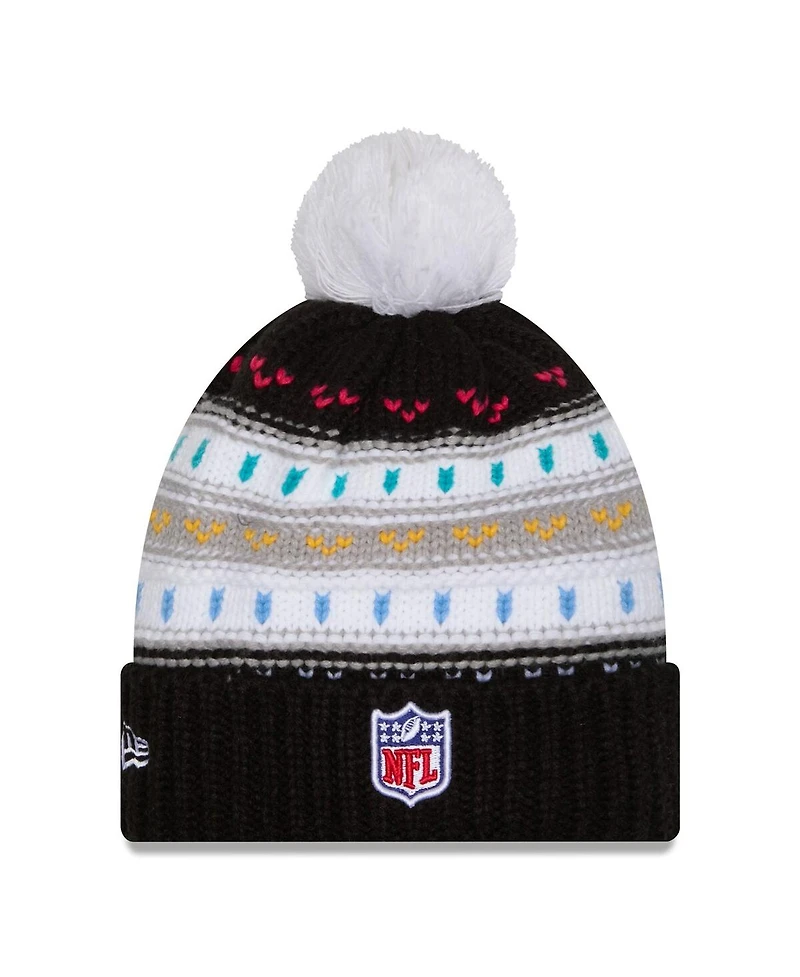 New Era Women's Black Las Vegas Raiders 2025 Nfl Crucial Catch Cuffed Knit with Pom Hat