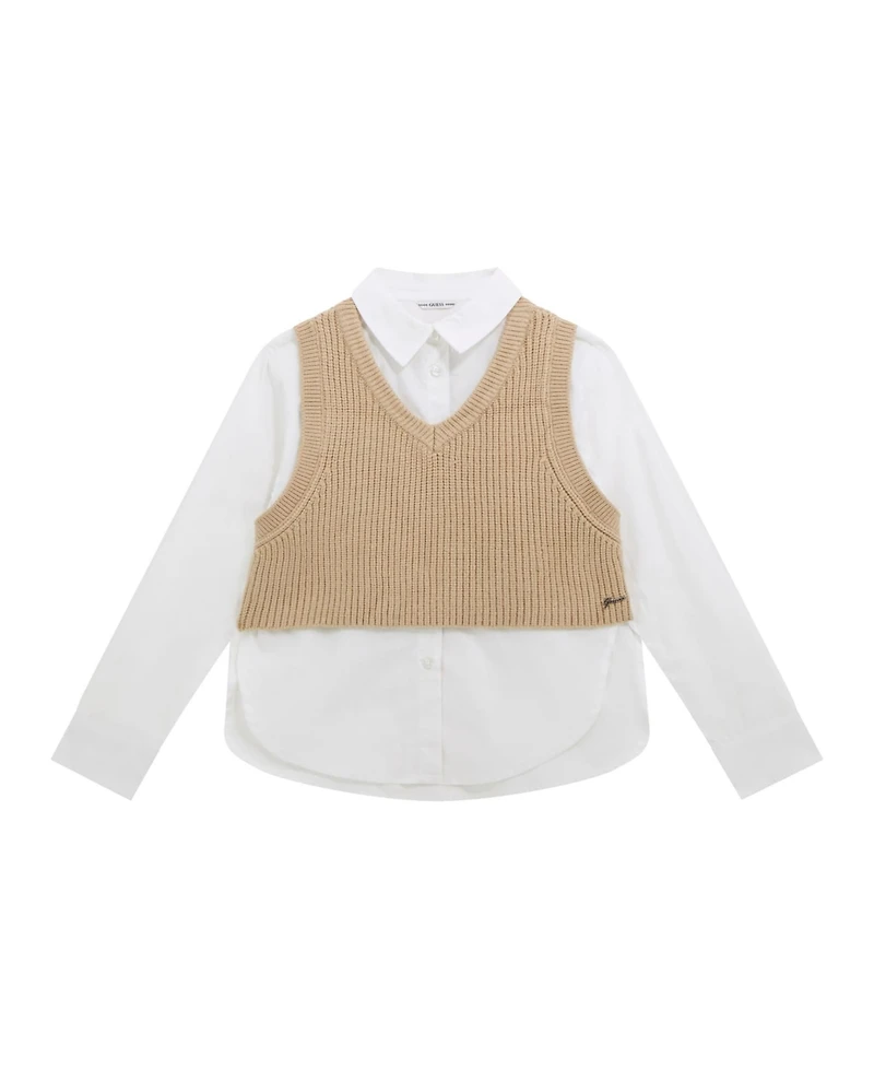 Guess Girls 7-16 Poplin Shirt with Sweater Vest