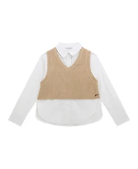 Guess Girls 7-16 Poplin Shirt with Sweater Vest