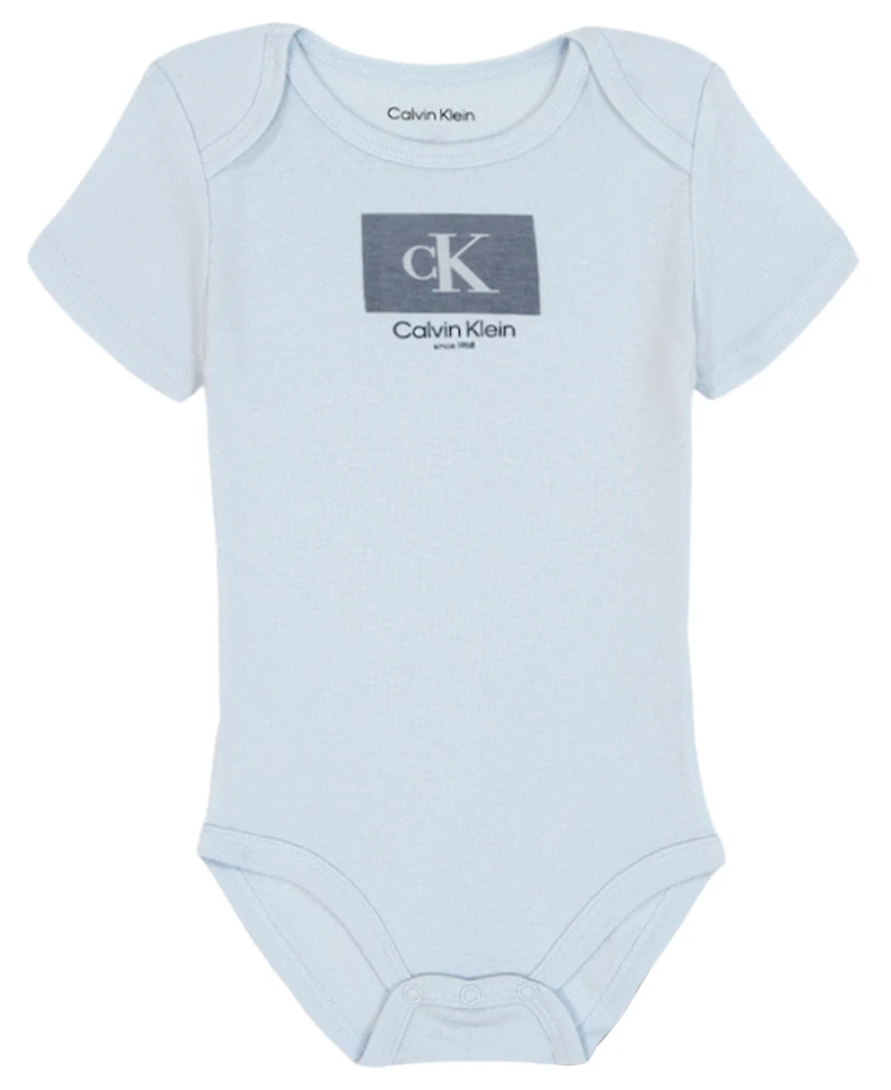 Calvin Klein Baby Boys 4-Pack Short Sleeve Bodysuits Set