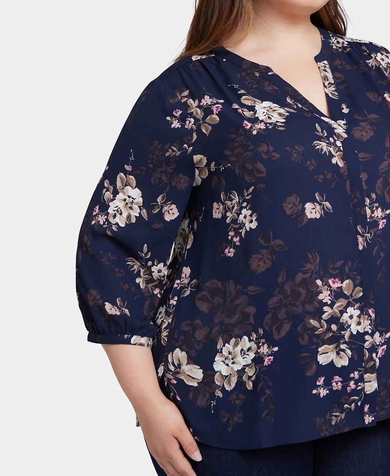 Nydj Plus Pintuck V-Neck Top