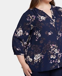 Nydj Plus Pintuck V-Neck Top