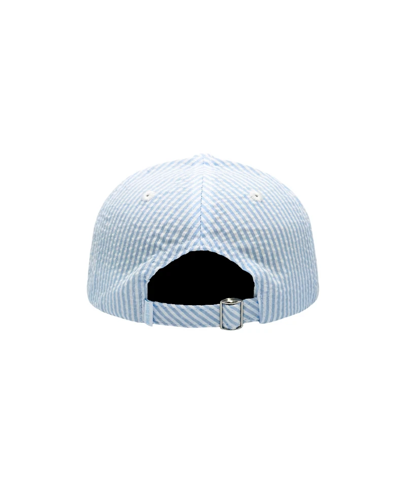 Bits & Bows Boys' Lil Bro Seersucker Baseball Hat in Blue