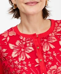 Jm Collection Women's Metallic Jacquard-Front Party Cardigan, Macy's Exclusive