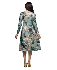 24seven Comfort Apparel Women's Long Sleeve Midi Dress