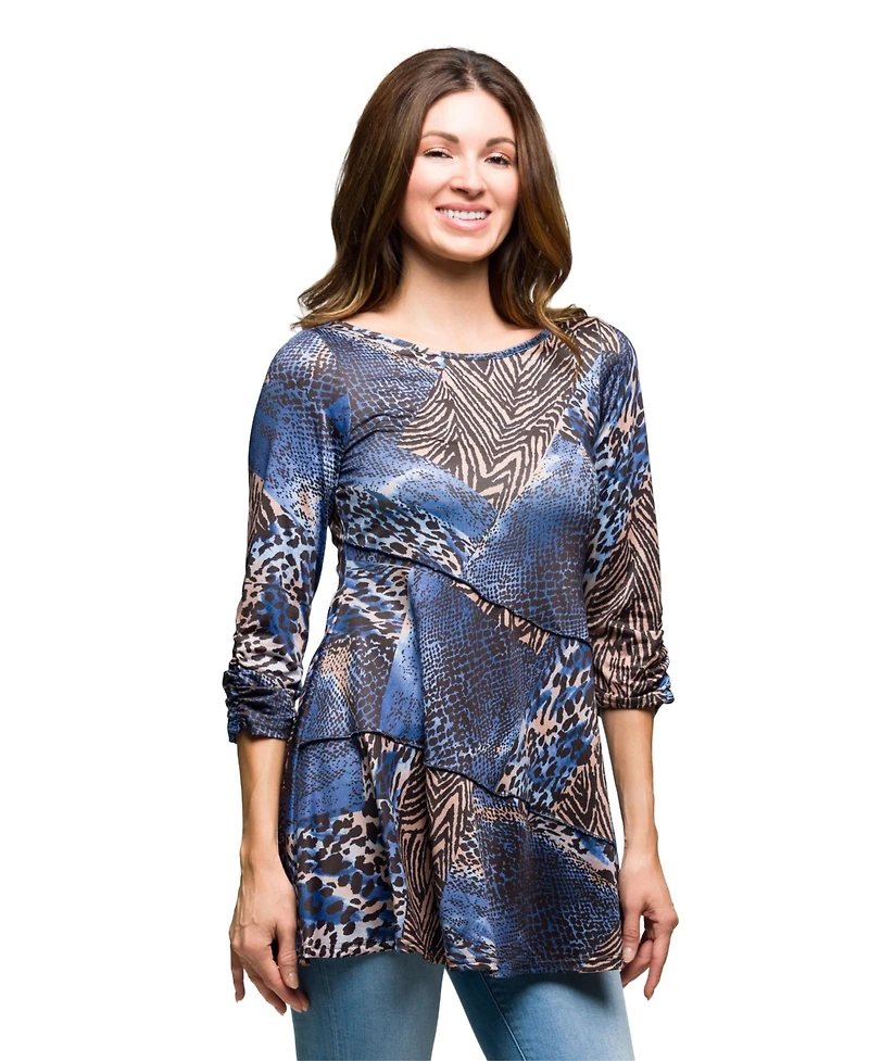 24seven Comfort Apparel Women's Three Quarter Sleeve Tunic Top