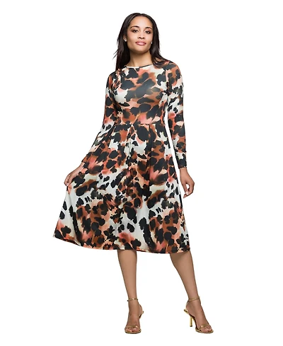 24seven Comfort Apparel Women's Long Sleeve Midi Dress