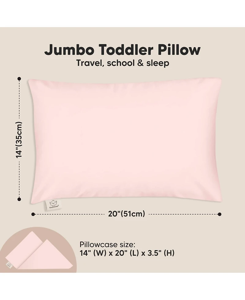 KeaBabies Jumbo Toddler Pillow with Pillowcase, 14X20 Soft Toddler Pillows for Sleeping, Kids Travel Pillow