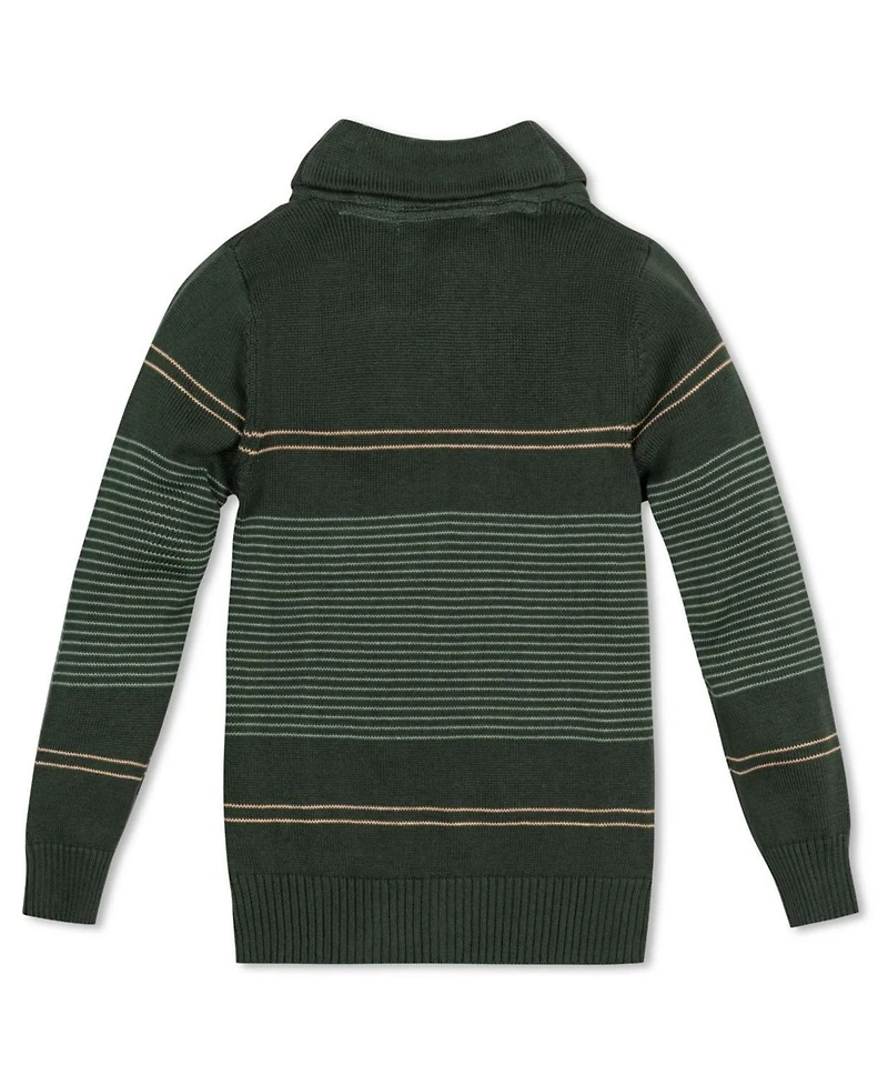 Hope & Henry Baby Boys Organic Long Sleeve Striped Shawl Collar Sweater