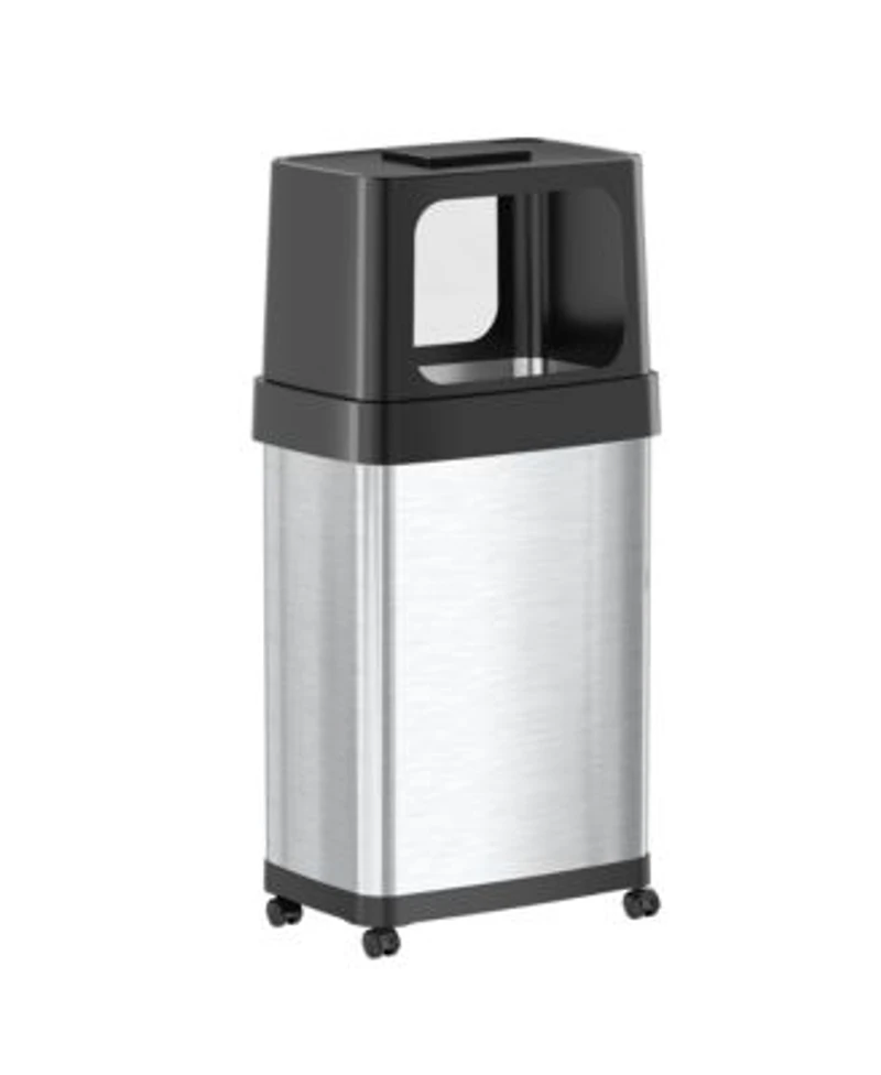 Itouchless Stainless Steel Dual Push Door Trash Can With Absorbx Odor Filter Wheels Silver