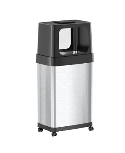 Itouchless Stainless Steel Dual Push Door Trash Can With Absorbx Odor Filter Wheels Silver