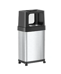 Itouchless Stainless Steel Dual Push Door Trash Can With Absorbx Odor Filter Wheels Silver