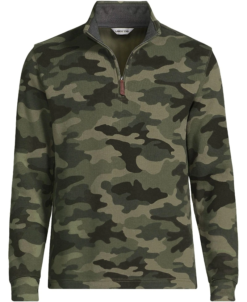 Lands' End Big & Tall Bedford Rib Casual Quarter Zip Sweater