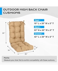 Aoodor Outdoor 42"x 20" x5" Tufted Back Cushions Patio Replacement Chair Cushion with Ties, Water and Fade Resistant for All Weather, S