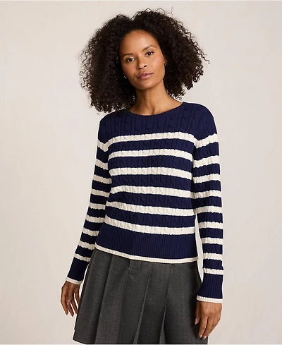 Lands' End Women's Petite Drifter Modern Cable Crew Sweater