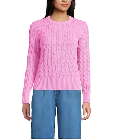 Lands' End Women's Petite Drifter Modern Cable Crew Sweater