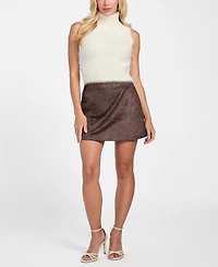 Guess Women's Mei Turtleneck Cropped Sweater Top