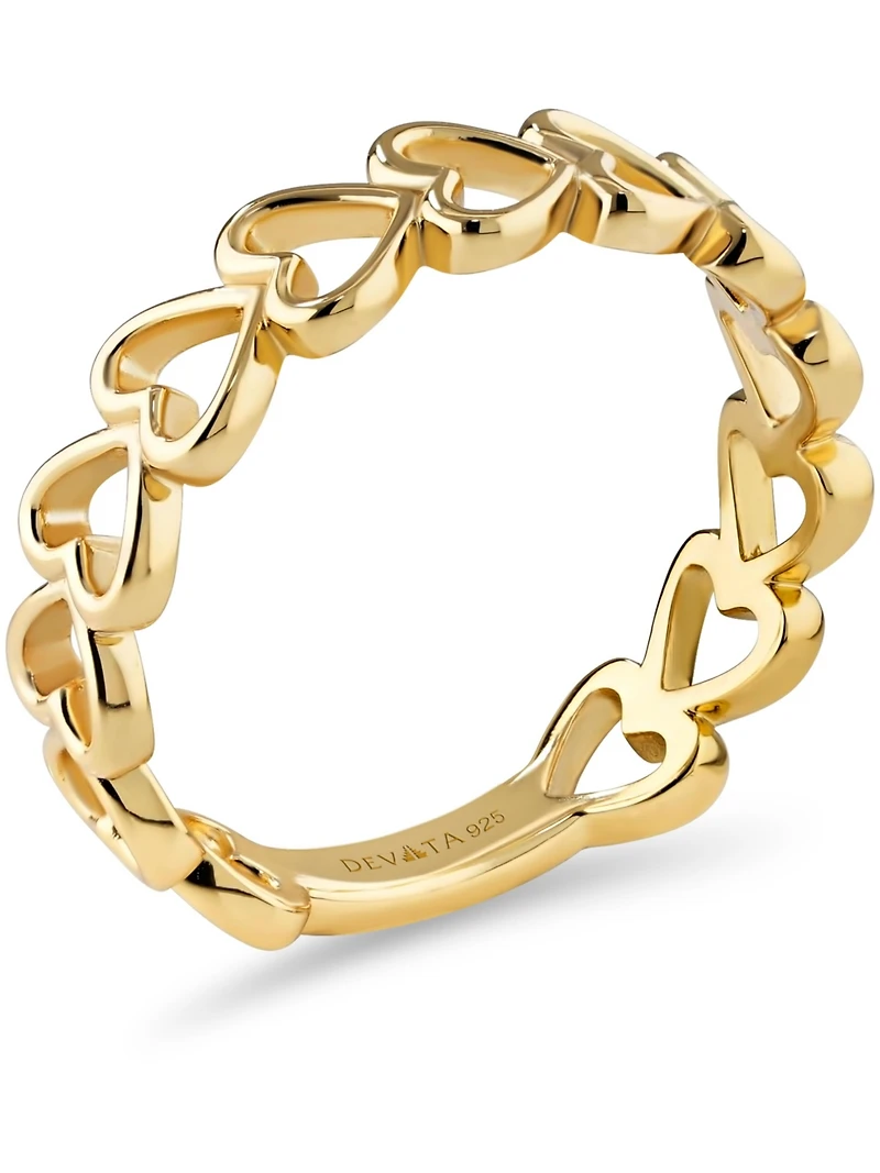 Devata Open Heart Ring Gold Plated Sterling Silver, 9
