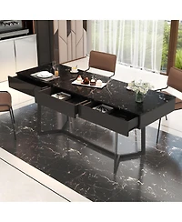 Lovmor Modern Black 70.87" Computer Desk, Study & Work Desk, Y-Shaped Metal Legs