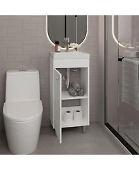 Depot E-Shop Valdez Bathroom Vanity, 1 Door, 4 Legs, 2 Shelves, White