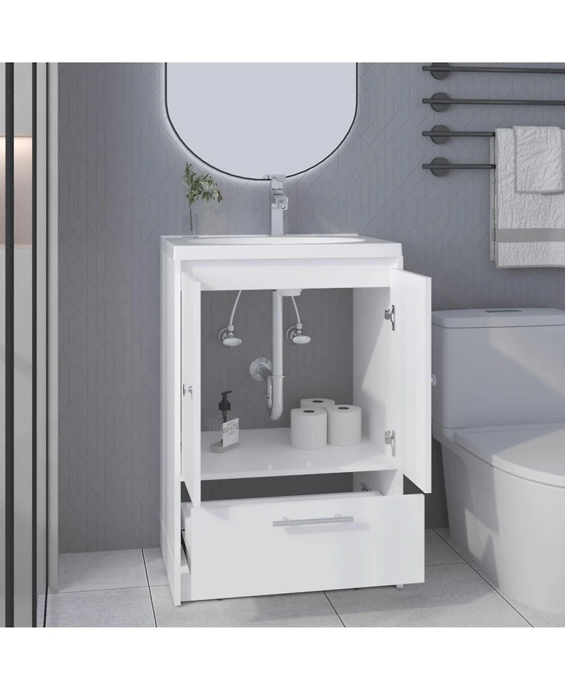 Olney Bathroom Vanity, 2 Doors, 1 Drawer, Black Wengue