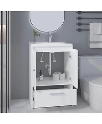 Olney Bathroom Vanity, 2 Doors, 1 Drawer, Black Wengue
