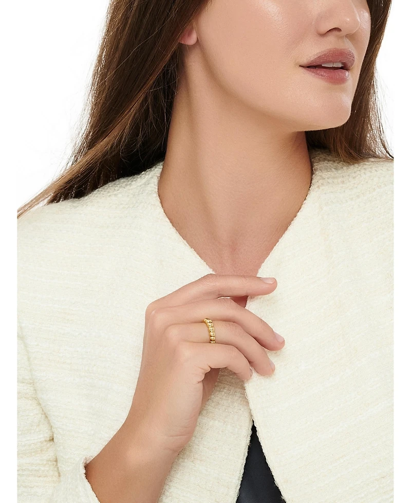 Devata Beaded Ball Ring Gold Plated Sterling Silver, 9