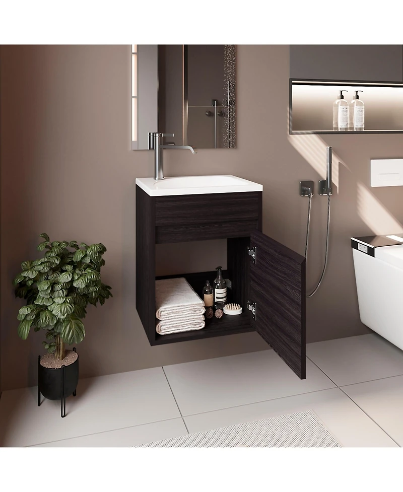 Depot E-Shop Chisana Bathroom Vanity, 1 Door, Black Wengue