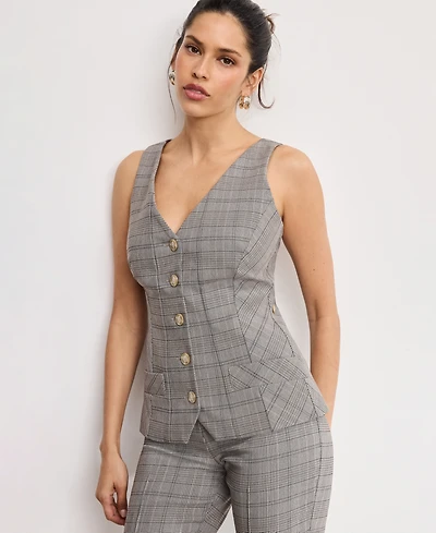 Good American Women's Plaid Sleeveless Vest