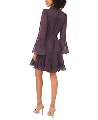 CeCe Women's Tiered Long Sleeve Shirtdress