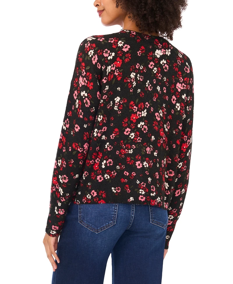 CeCe Women's Printed Crewneck Sweater