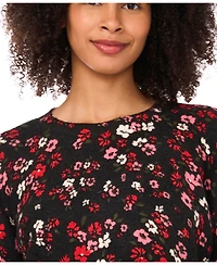 CeCe Women's Printed Crewneck Sweater