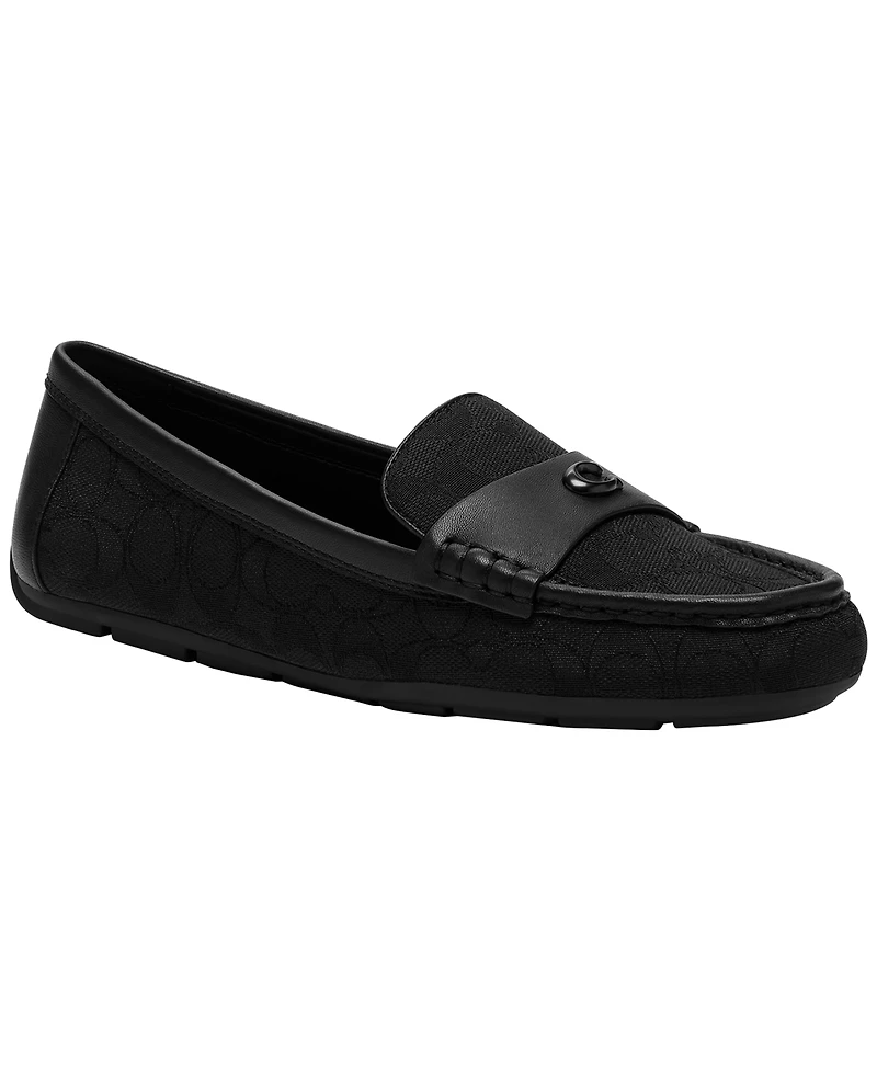 Coach Women's Sculpted C Round Toe Suede Driver Loafers