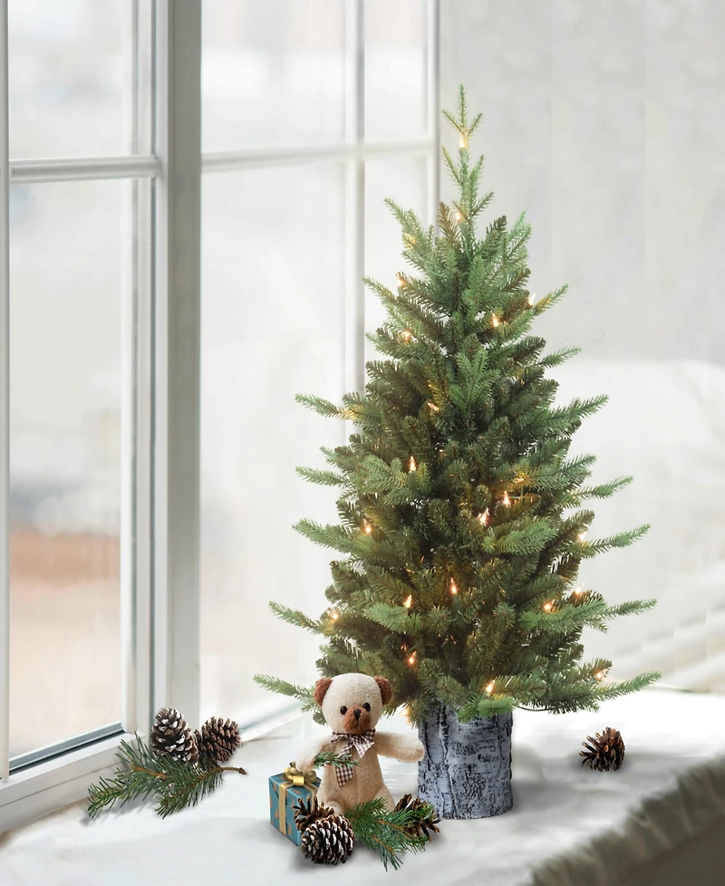 Puleo Pre-Lit Potted Artificial Christmas Tree with 50 Lights, 3'