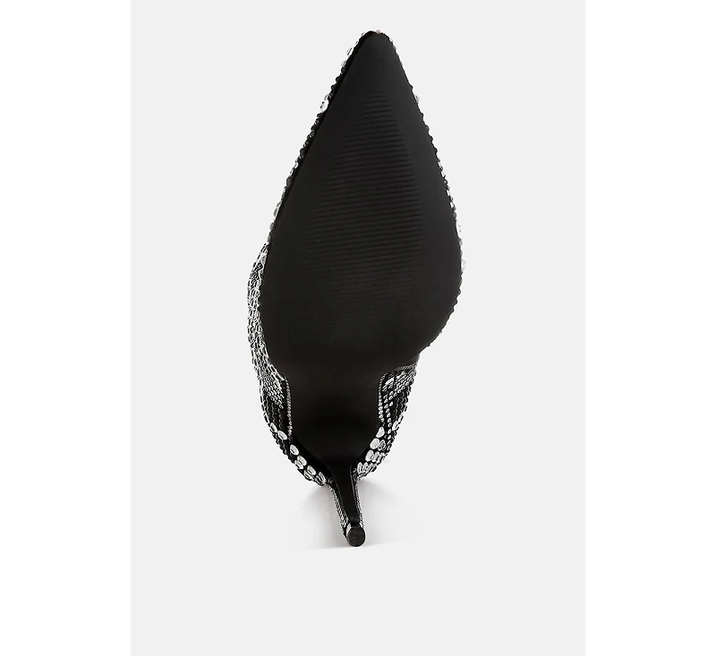 Urbanite Rhinestones Studded Stiletto Heel Boots Women