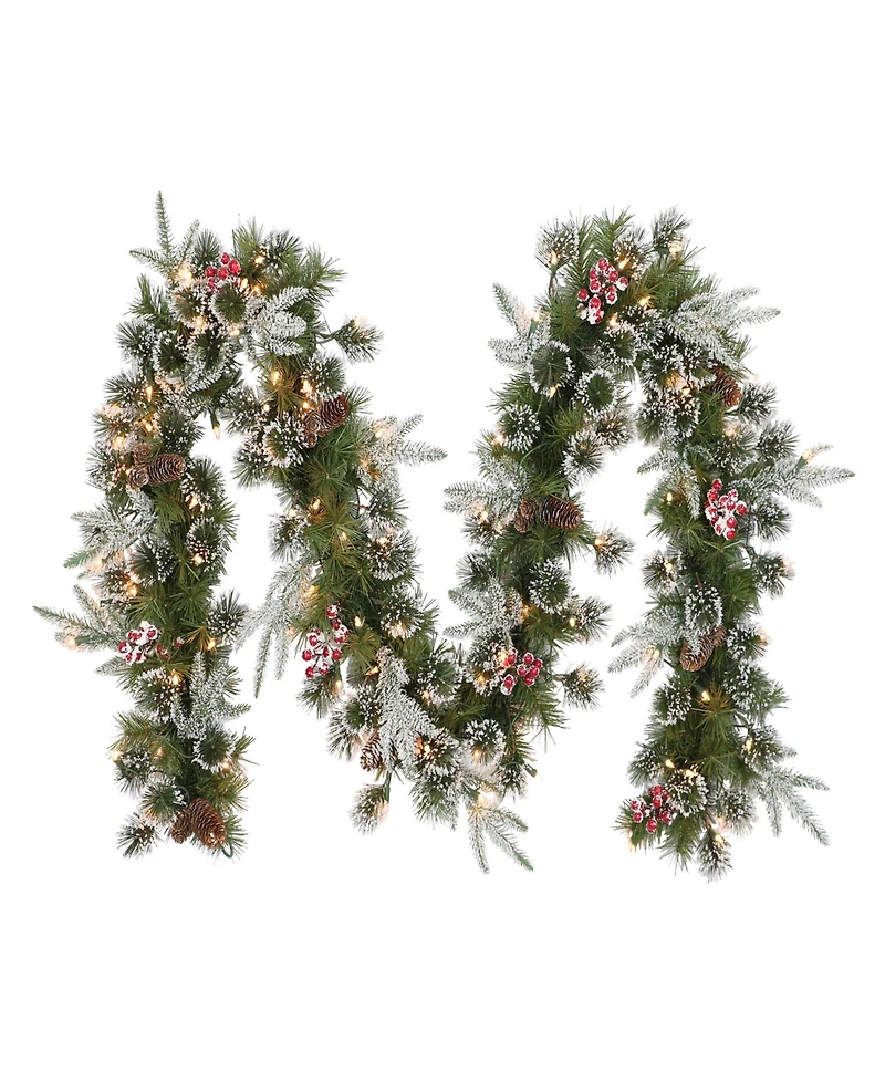 Puleo Pre-Lit Decorated Christmas Garland with 100 Lights, 9' x 10"