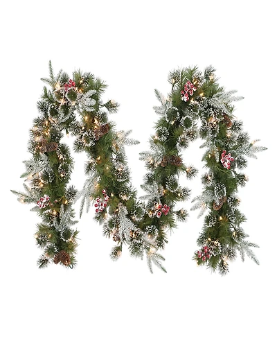 Puleo Pre-Lit Decorated Christmas Garland with 100 Lights, 9' x 10"