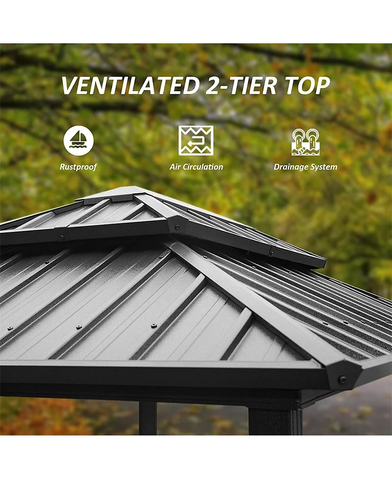 Clihome 8.1-ft x 5.97-ft Grill Gazebo Gray with Hardtop Roof