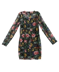 Guess Big Girls Printed Mesh Long Sleeve Dress with Inner Tank